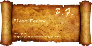 Pless Ferenc névjegykártya
